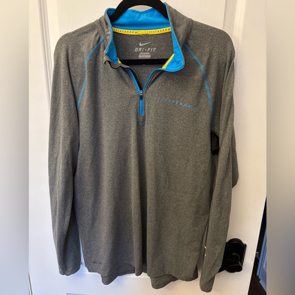 Nike Gray and Blue Dri-FIT Jacket - LIVESTRONG